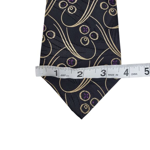 Vintage Polo Ralph Lauren Black Abstract Paisley Floral Silk Tie Made in USA - Picture 3 of 7